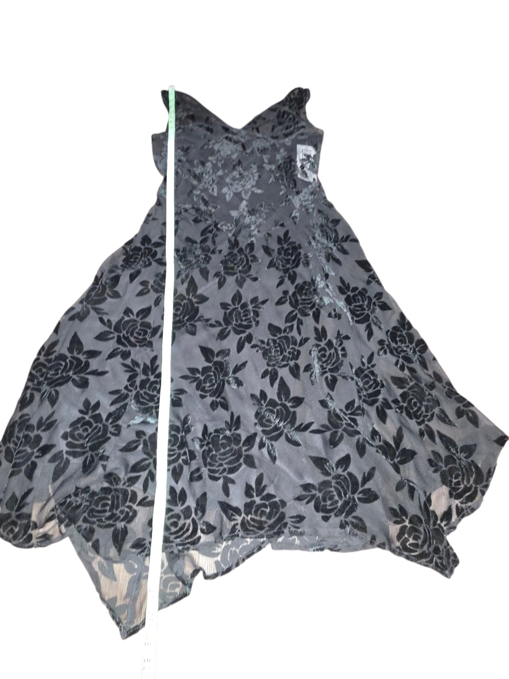 Robbie Bee Black Burnout Velvet Floral Midi Dress Size 12 Sheer Overlay Party - Picture 9 of 11